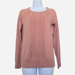Loft Pink Wool Blend Sweater Ruffles Size Small